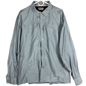Wrangler Outdoor Hiking Shirt Mens XL Gray Long Sleeve Button Down Nylon Stretch